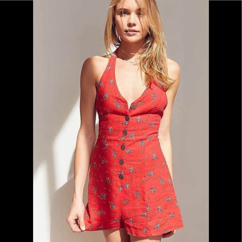 Urban Outfitters Floral Linen Romper